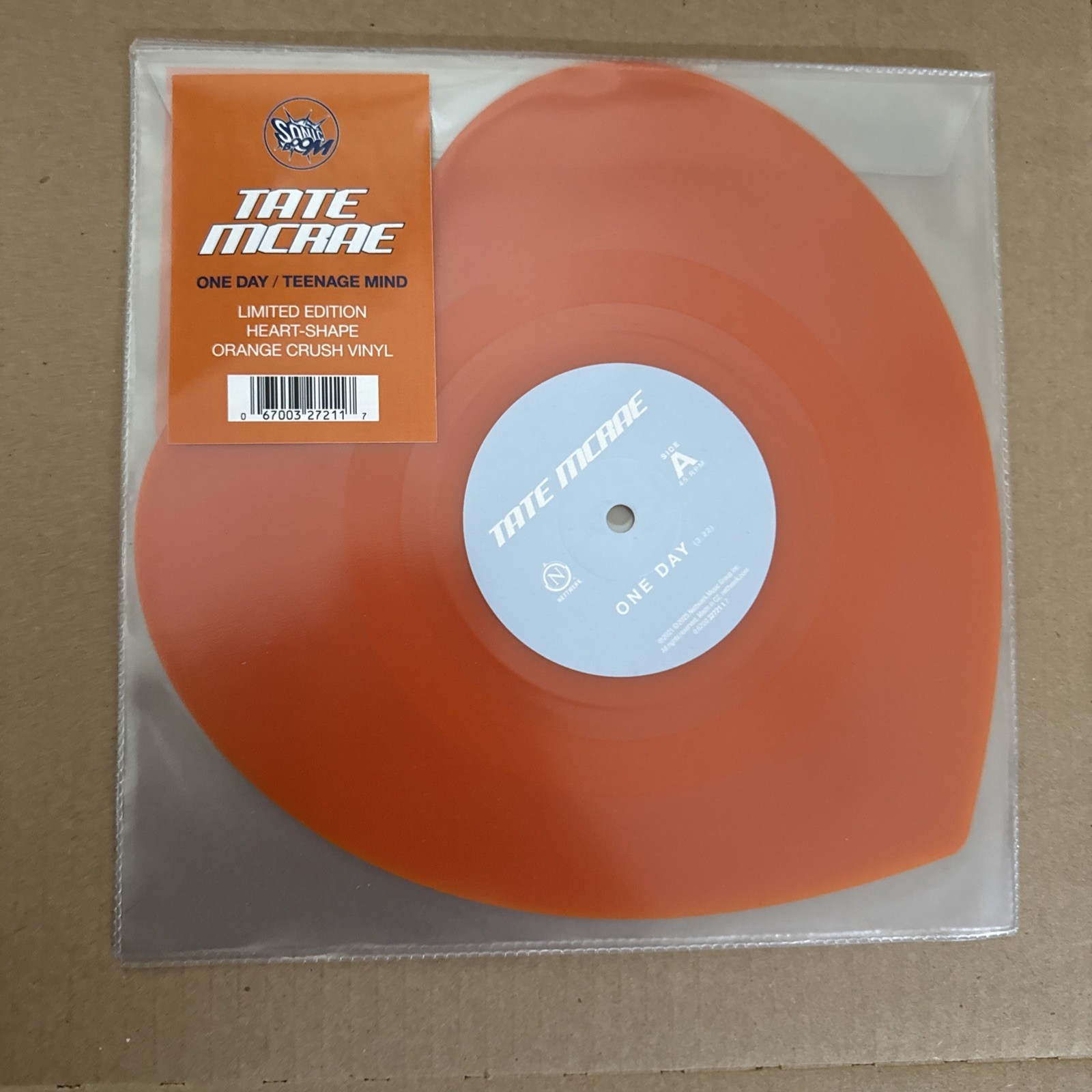 Tate Mcrae One Day Orange Heart Shaped 10&rdquo; Vinyl SONIC BOOM RARE /200 A