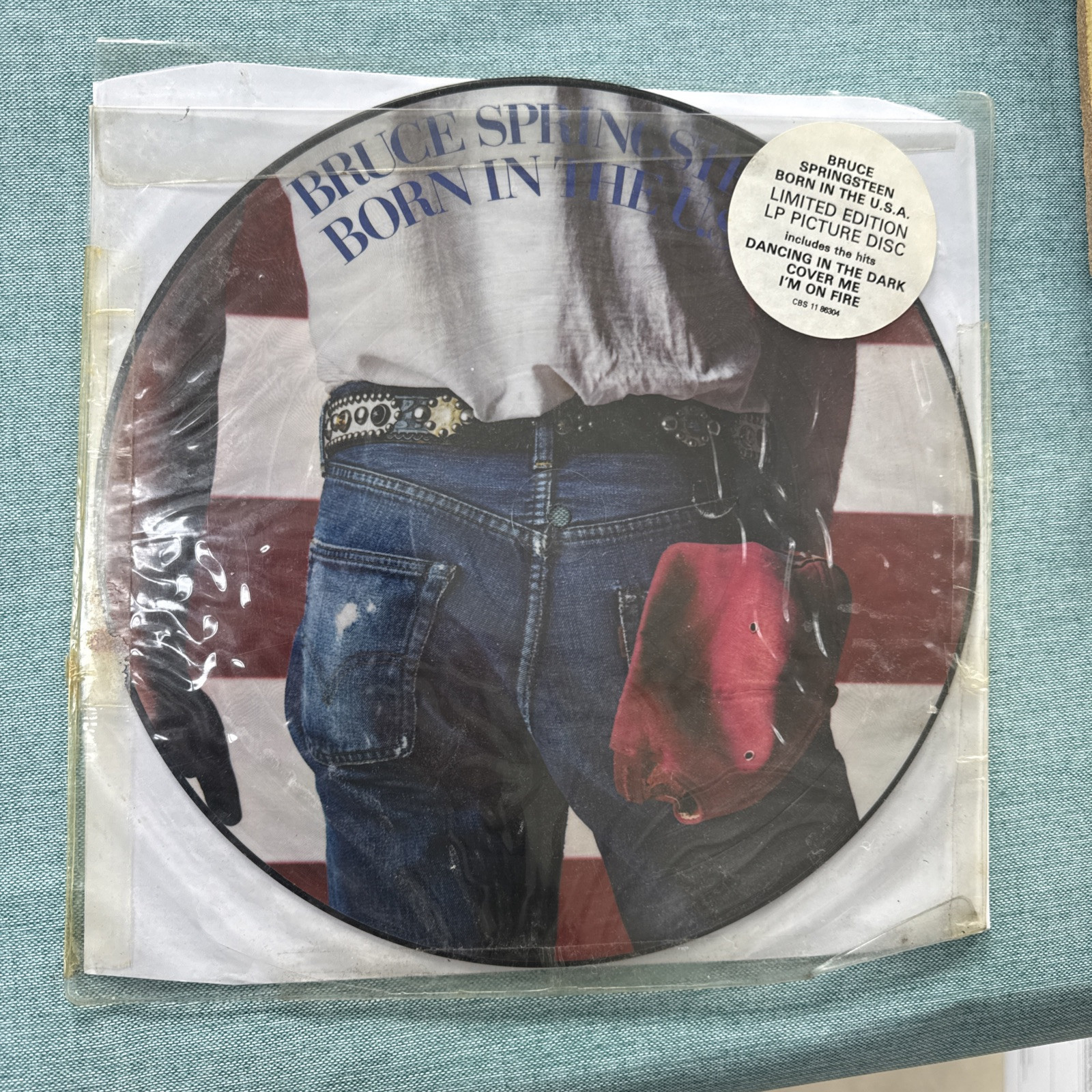 Bruce Springsteen BORN IN THE USA Vinyl Picture Disc LP 1984 UK Stickered Sleeve A
