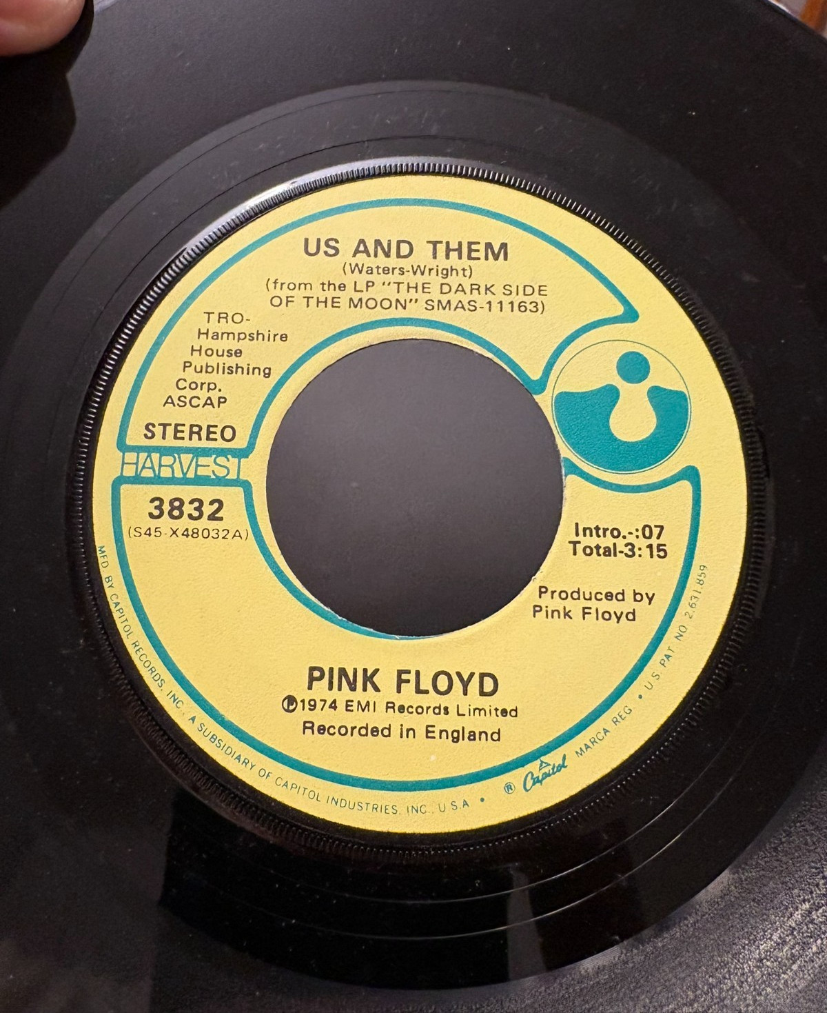 PINK FLOYD 7" US AND THEM/TIME 45 Harvest 1974 A