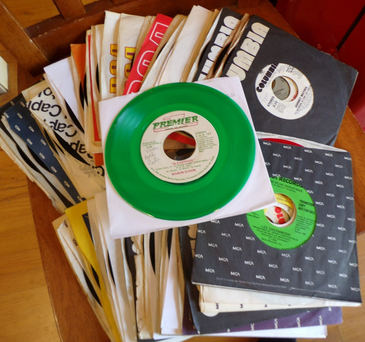 Large Set of 60 Country Music Christmas 45s Lots of PROMOs & Colored Vinyl A