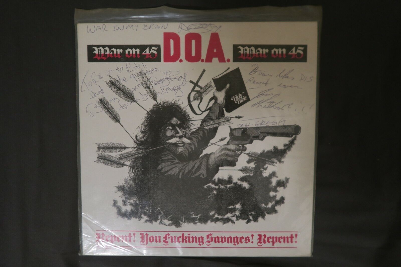 D.O.A. - War On A 45 - Signed By Entire Band - Virus24 - PUNK Vinyl A
