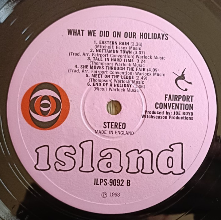 Fairport Conventiom LP What We Did On UK Pink Island 1st Press INCREDIBLE VINYL A