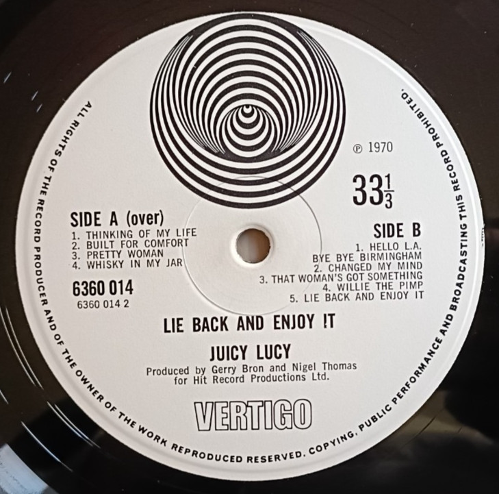 Juicy Lucy LP Lie Back And Enjoy It UK Vertigo Swirl 1st Press INCREDIBLE AUDIO A