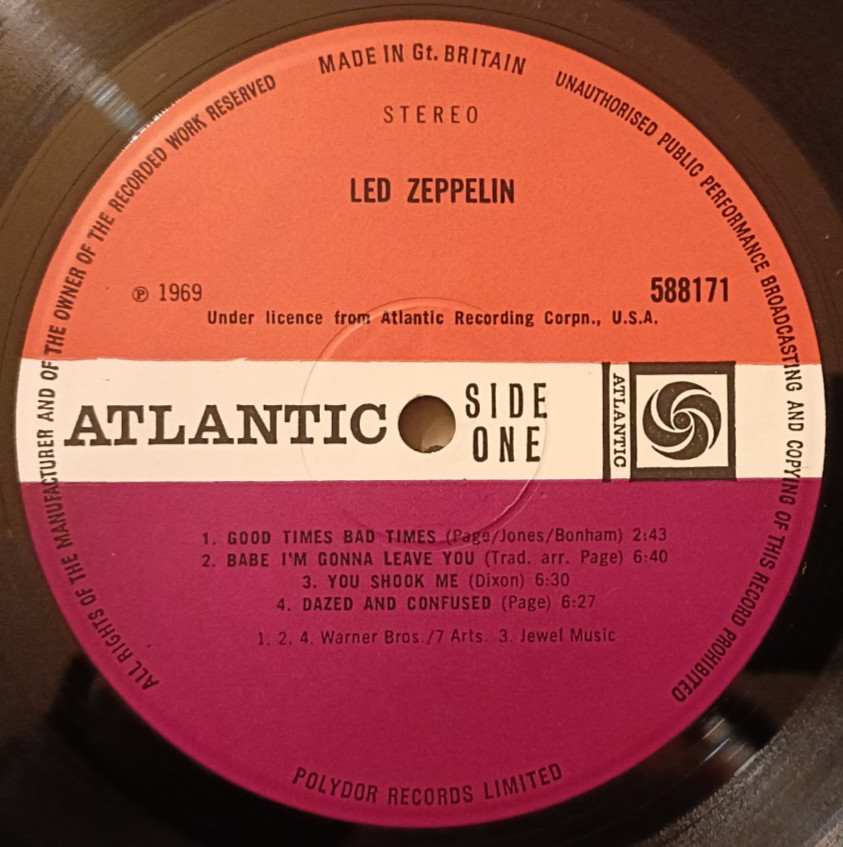 Led Zeppelin LP 1 Same UK Atlantic Plum Press Version 6 INCREDIBLE AUDIO & COVER A