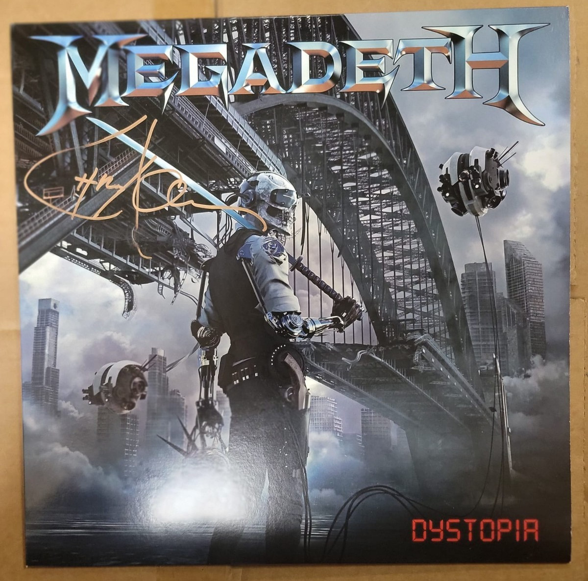 MEGADETH - AUTOGRAPH / SIGNED BY CHRIS ADLER "Dystopia" LP - Thrash Metal