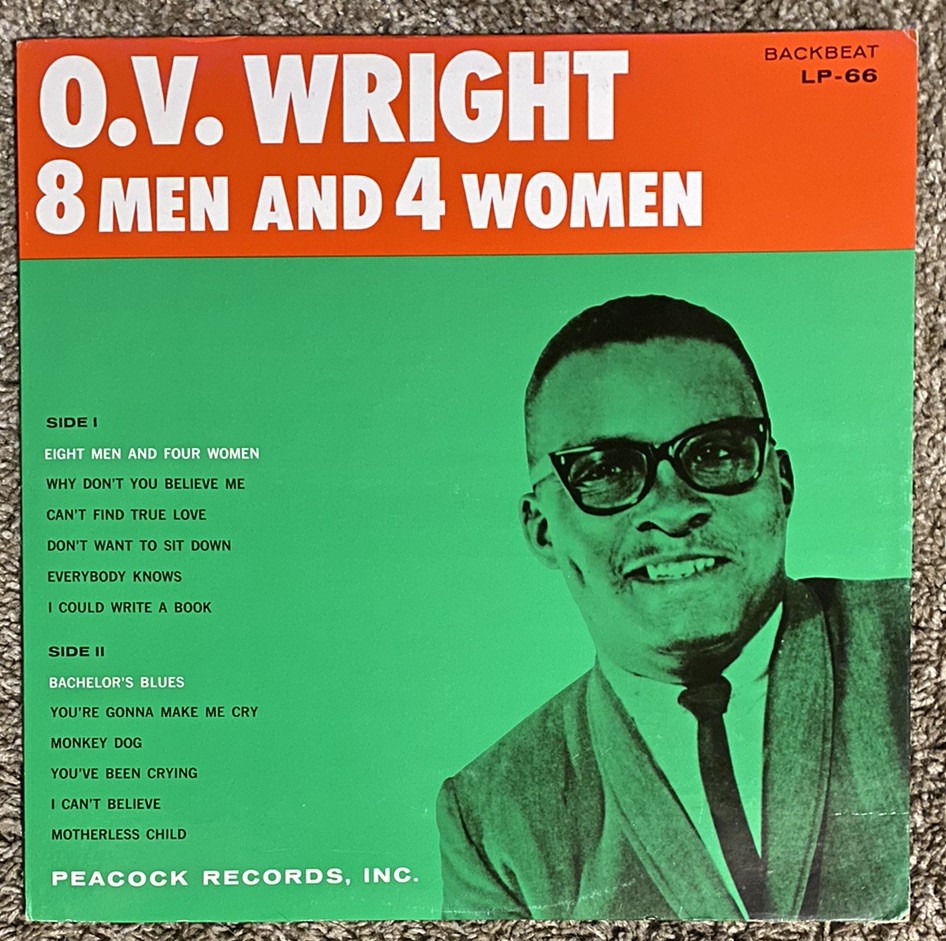 Rare - O.V. Wright - 8 Men And 4 Women - 1967 Backbeat BLP-66 LP Vinyl - EX A