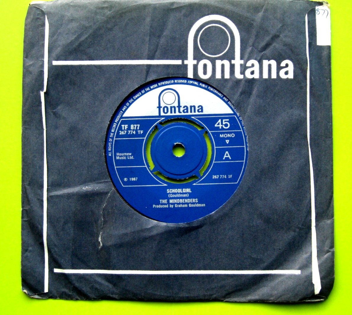 THE MINDBENDERS * Schoolgirl / Coming Back 7&rdquo; 45 FONTANA 1967 A