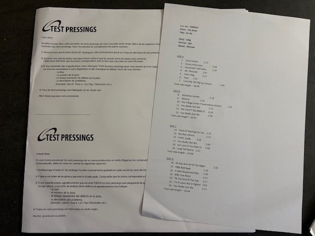 The Kinks - On Air - Test Pressing - Vinyl - DLP A