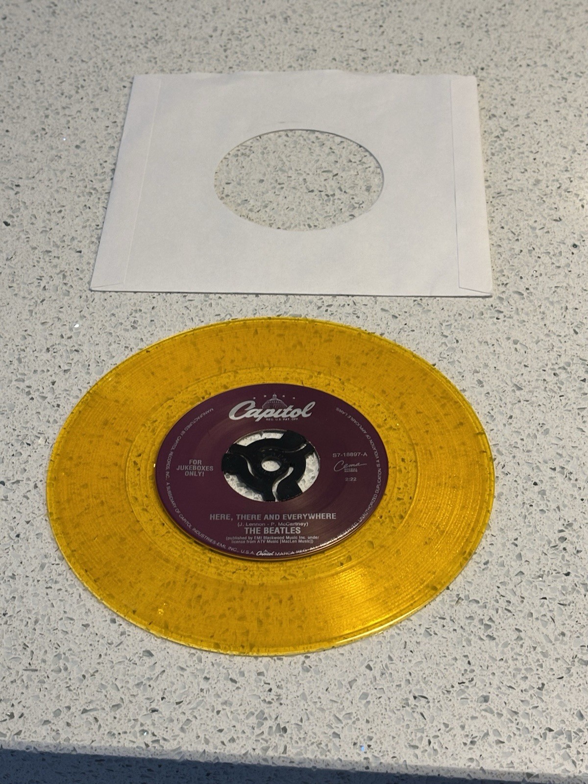 The Beatles Here, There & Everywhere / Good Day Sunshine 7&rdquo; Yellow Vinyl A