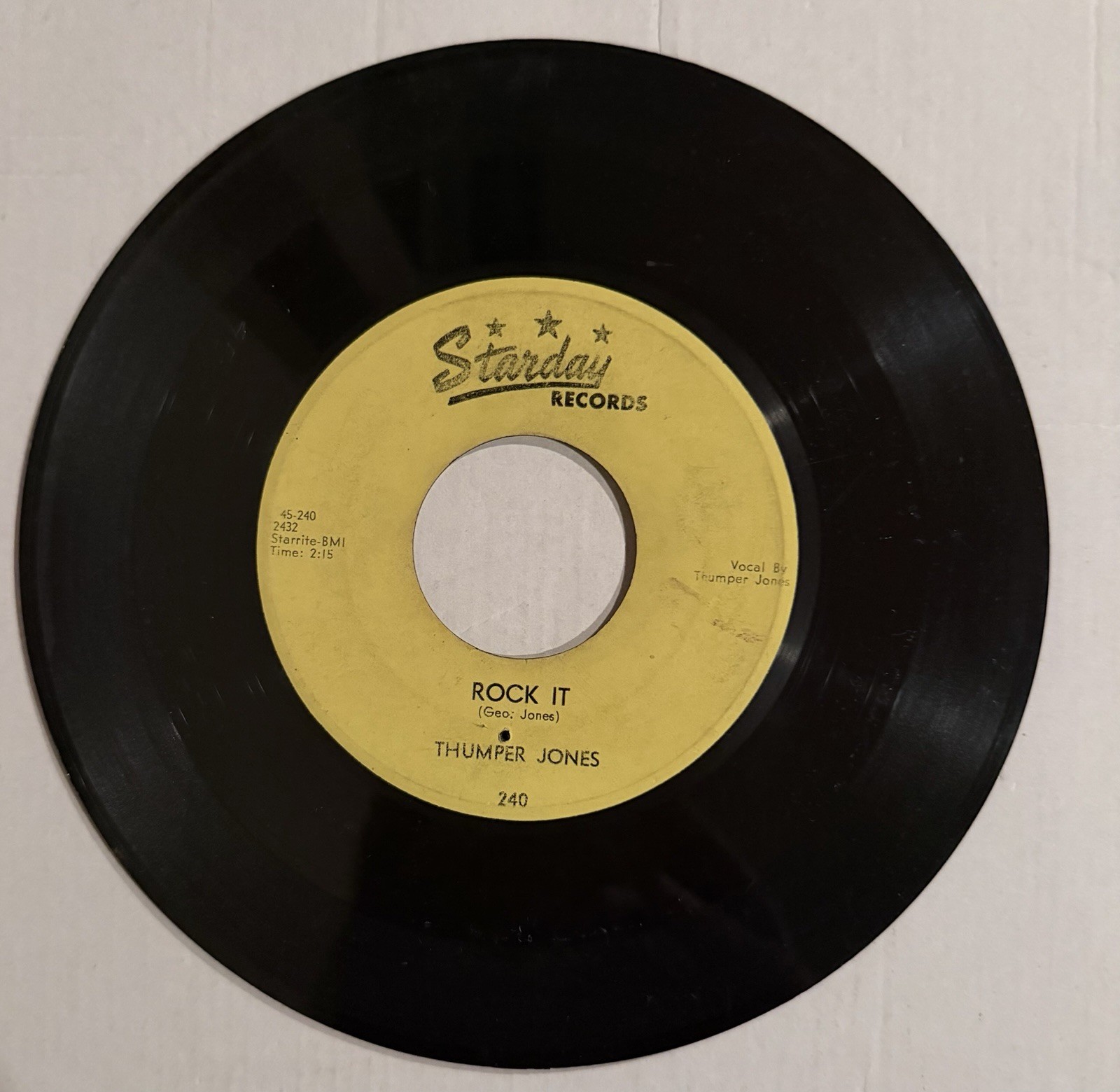 Rare &lsquo;56 Killer Rockabilly 45 THUMPER JONES &ldquo;Rock It / How Come It&rdquo; STARDAY 240 A