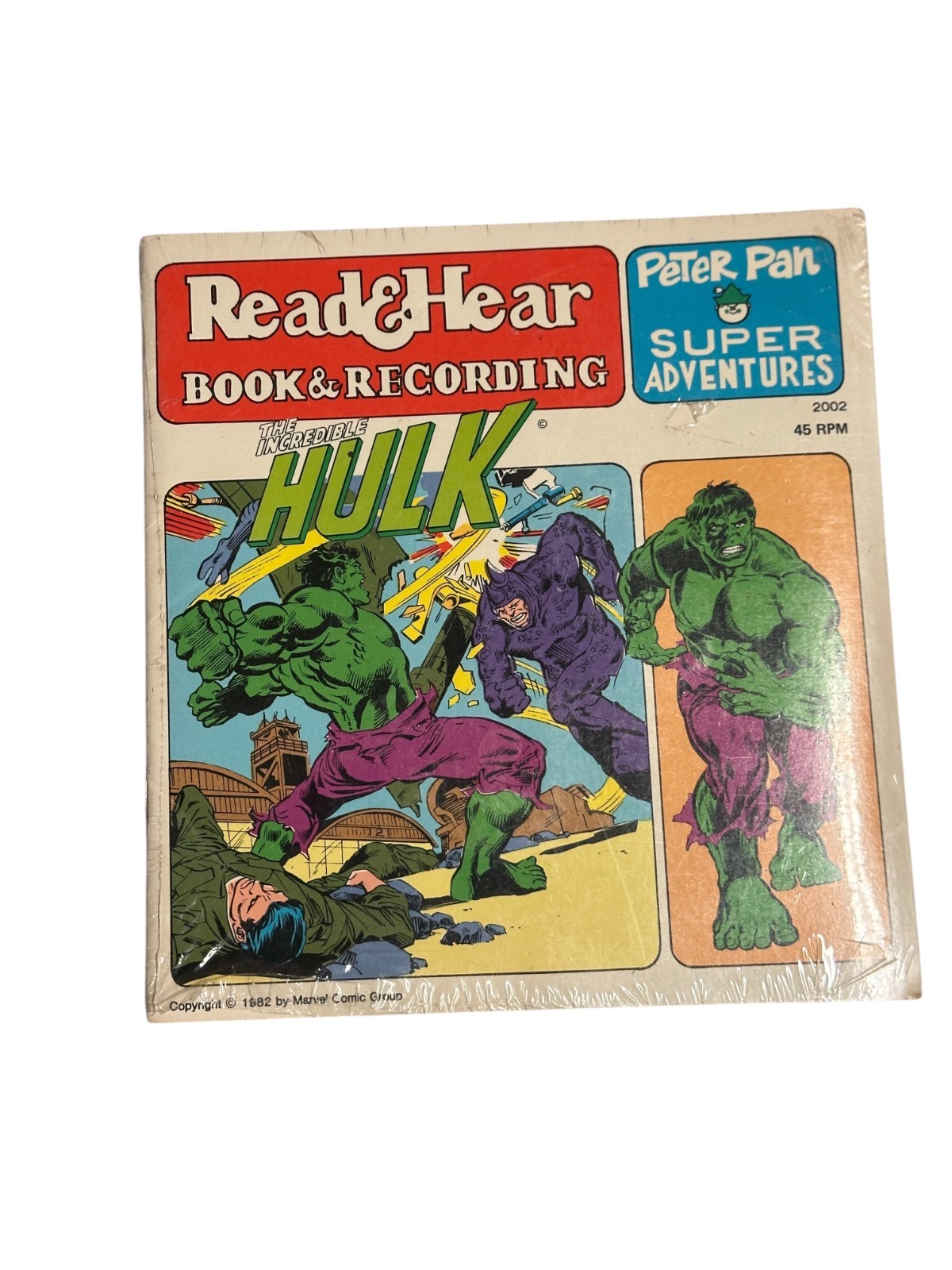 THE INCREDIBLE HULK 1982 Marvel Peter Pan Read & Hear Book Recording 45 RPM