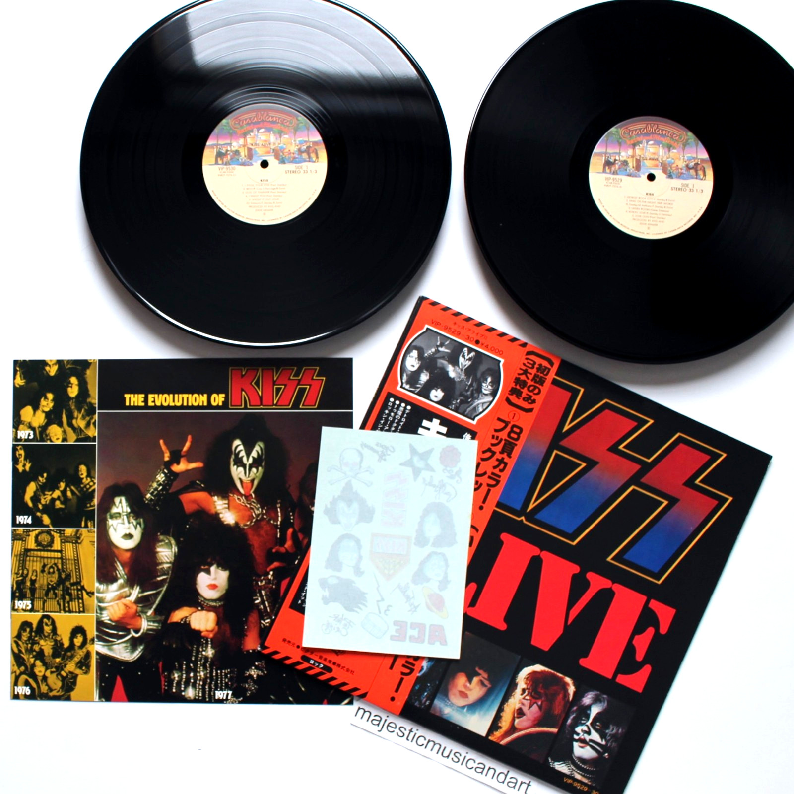 ORIGINAL 1977 TATTOO SHEET KISS LIVE ALIVE II VINYL 2 LP + BOOK NM ACE FREHLEY A