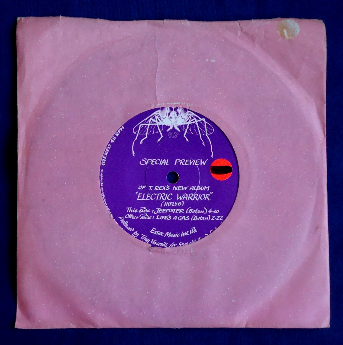 T.REX - JEEPSTER - PROMO GRUB 1A/1B UK 1971 7" VINYL SINGLE EX/VG A