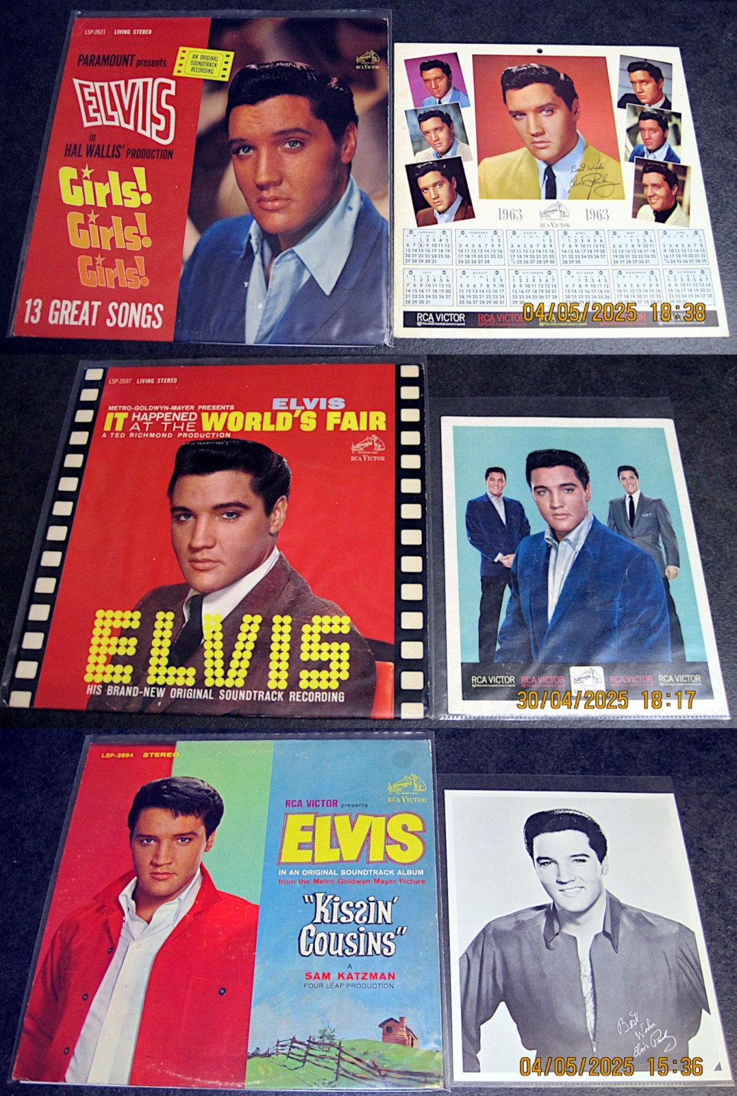 Elvis 3 LP KISSIN GIRLS FAIR 1st press Silver Stereo USA all with bonus photos A