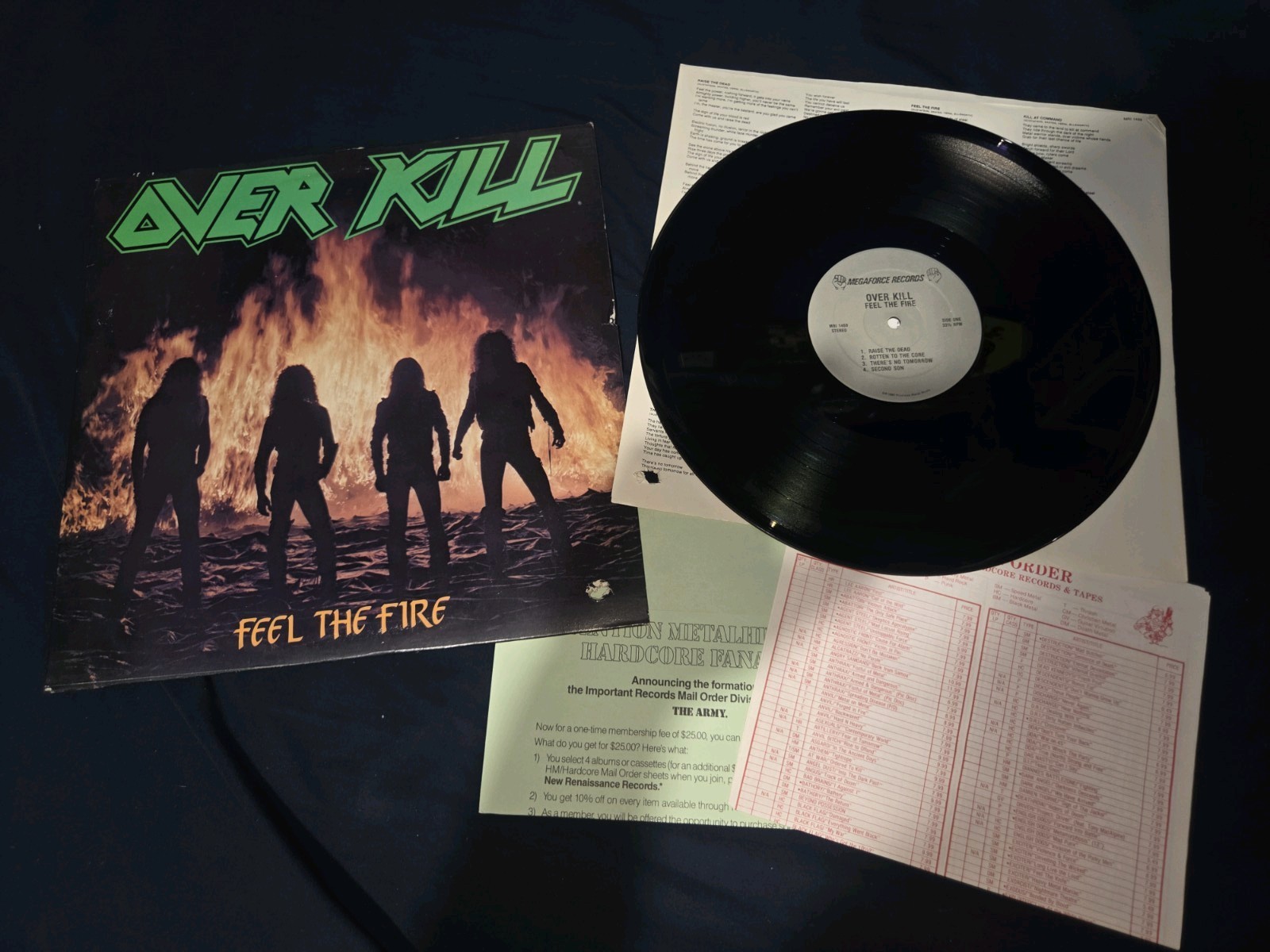 Overkill Feel the Fire 1985 Vinyl Record, Silver Megaforce A