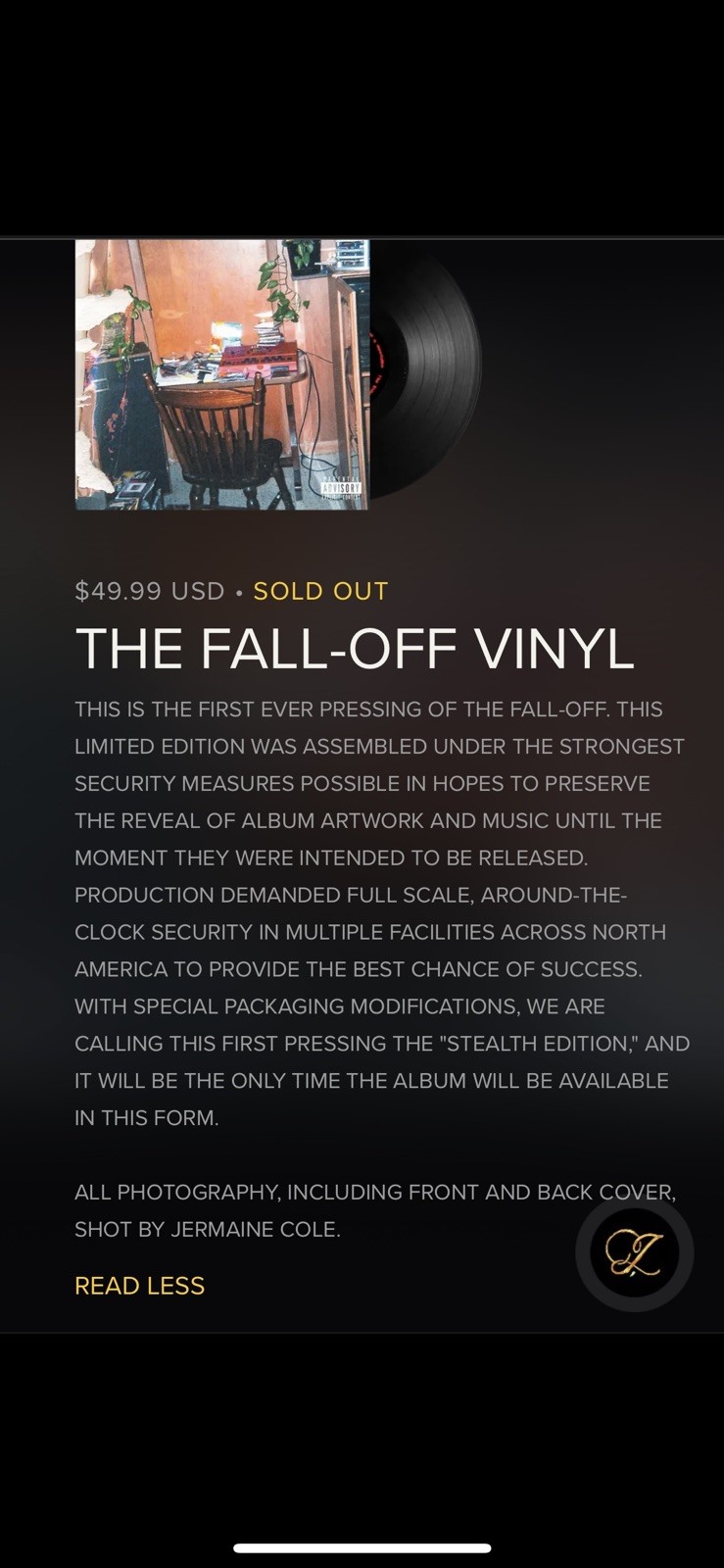 popsike.com - J. Cole - The Fall Off Stealth Edition Vinyl SOLD OUT ...